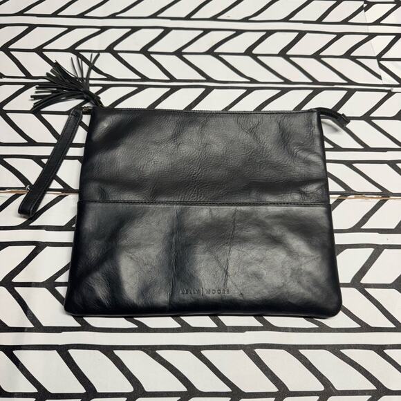 Kelly Moore Black Leather Clutch with tassel zip - Picture 2 of 8